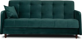 Sofa z Funkcją Spania TIVOLI Wersalka Rozkładana Dwuosobowa Zielona Welurowa Nowoczesna do Salonu