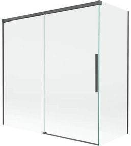 Mexen Rox parawan nawannowy 2-skrzydłowy rozsuwany 160 + 80 x 150 cm, transparent, gun gray szczotkowany - 8C9-160-080-66-00
