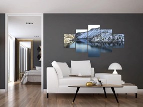 Obraz - zimowy krajobraz z jeziorem (125x70 cm)
