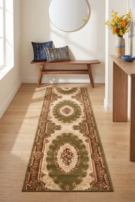 Zielony elegancki chodnik dywanowy vintage P7-L24