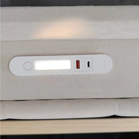 Sofa tapicerowana rozkładana - 90 x 200 cm - z hydraulicznym schowkiem + lampka nocna + półki - welur - beż