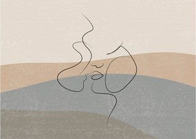 Obraz - Line art kiss (70x50 cm)