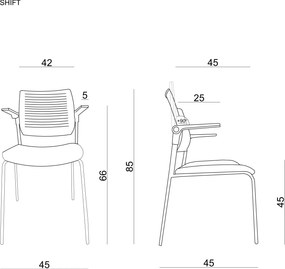 Krzesło konferencyjne ze składanymi podłokietnikami Shift