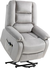 HOMCOM Fotel z Podnośnikiem z Funkcją Masażu, 90x93x110cm, Jasnoszary