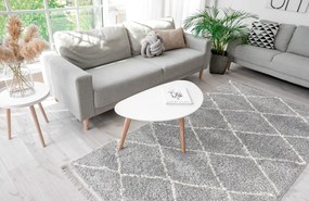 Dywan shaggy Blake romby jasny szary koło 195 cm x 195 cm