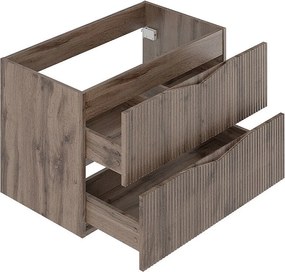 Zestaw do Łazienki 80cm Szafka z Blatem Umywalka Słupek Ryflowane Fronty Dąb Wotan Cleo