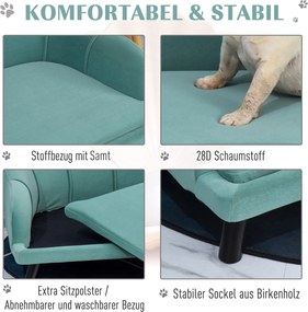 PawHut Sofa dla psa z oparciem sofa dla zwierząt domowych legowisko dla psa z miękkim obiciem sofa dla kota kolor zielony