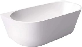 Wanna wolnostojąca przyścienna  z konglomeratu biała matowa 160 x 75 cm WALL White Matt  przelew typu SLIM : Kolor wanny - Biały połysk