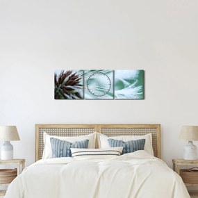 Obraz - Detal kwiatu (z zegarem) (90x30 cm)