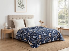 Narzuta na łóżko DENIM BIRDS, niebieska Rozmiar: 170 x 210 cm