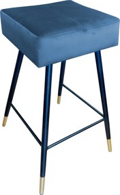 Hoker MAX krzesło barowe tkanina Welur podstawa metalowa : Kolor nogi - Czano-złota stożek, Kolor tkaniny - VELVET - MG33, Typ siedziska - Siedzisko stałe