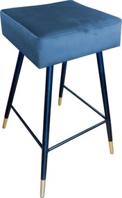 Hoker MAX krzesło barowe tkanina Welur podstawa metalowa : Kolor nogi - Czarno-złota stożek, Kolor tkaniny - VELVET - MG33, Typ siedziska - Siedzisko stałe