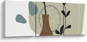 Obraz - Kwiaty w wazonie N⁰2 (z zegarem) (90x30 cm)