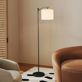 HOMCOM Lampa podłogowa z regulowanymi opcjami świetlnymi, przełącznik nożny, pilot, metal, Czarna