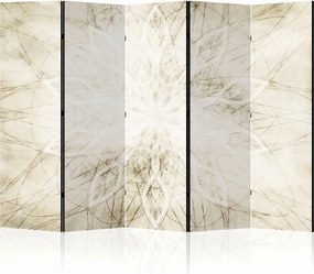 Parawan pokojowy 5-częściowy 225x172 Dwustronny dekoracyjny boho minimalistyczny Kremowy Promienista Mandala Dmuchawca