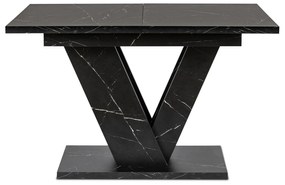 Stół Prostokątny Rozkładany CLARK 120-160 cm Czarny Marmur Glamour