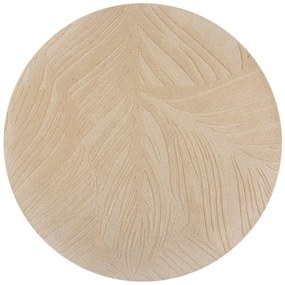 Beżowy okrągły dywan wełniany ø 160 cm Leaf – Flair Rugs