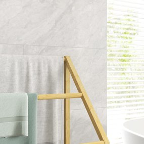 HOMCOM Uchwyt na Ręczniki, Wolnostojący, 3 Pręty, 51x31x85,5cm, Czarny/Drewno naturalne