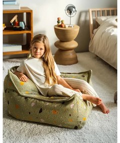 Zielony dziecięcy worek do siedzenia z materiału bouclé/z tkaniny szenilowej Terrazzo Chair – Wigiwama