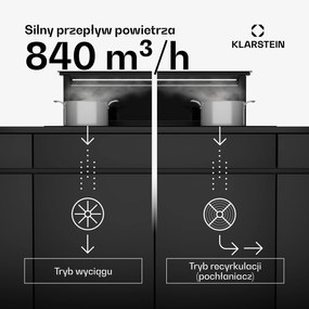 Klarstein Royal Flush Eco okap kuchenny, 120 cm, 842 m³/h