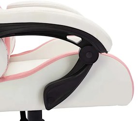 Biało-różowy fotel gamingowy z diodami LED D6-L97