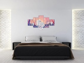 Obraz - Jednorożec w magicznym lesie (125x70 cm)