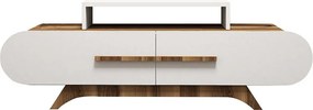 Nowoczesna szafka RTV – 145 cm – orzech i biel – płyta wiórowa pokryta melaminą
