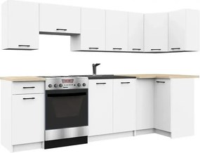Biały zestaw mebli kuchennych narożnych 300 cm F8-A03