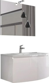 Mobilna szafka łazienkowa z białego światła "Ettore" 2-zamszowa z oświetleniem LED i ceramiczną umywalką cm 80x49 42h