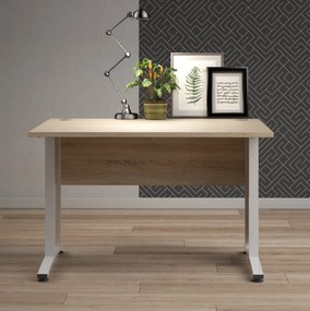 Biurko proste Prima dąb sonoma 120 białe nogi