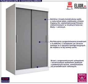 Szafa przesuwna biały + antracyt 120 cm Firi