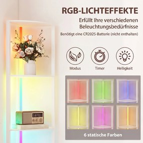 HOMCOM LED Lampa stojąca 5-stopniowa ściemnialna z półką, RGB zmiana kolorów, pilot | Aosom PL