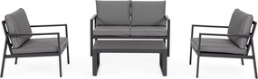 Antracytowy aluminiowy zestaw mebli ogrodowych dla 4 osób Hilde – Bizzotto