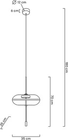Lampa wisząca z okrągłym kloszem szklanym Chaplin 360