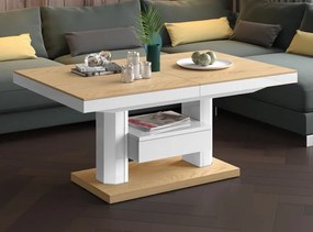 Nowoczesny ławostół z półką i szufladą Quadro Max Hubertus dąb/biały