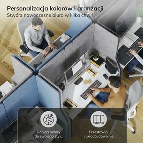 Przegroda biurowa akustyczna Sadie, kolor Carbon Fog, rozmiar 260/145 cm