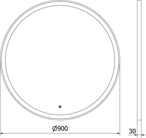 Mexen Esso lustro łazienkowe podświetlane, okragłe 90 cm, LED 6000K, antypara, rama czarna - 9825-090-090-611-70