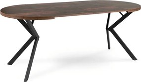Stół Okrągły Rozkładany LUGO 90-190 cm Dąb Rustykalny/Czarny Loft