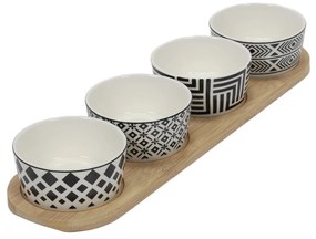 Zestaw do serwowania przekąsek, 4 miseczki, porcelana