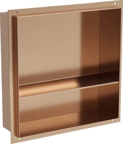 Mexen X-Wall-NR półka wnękowa bez kołnierza z półką 30 x 30 cm, miedź szczotkowana - 19C1303010S