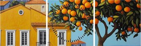 Obraz - Drzewo pomarańczowe (z zegarem) (90x30 cm)
