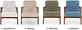 Oliwkowy fotel drewniany typu lisek w stylu vintage - Conti 3X