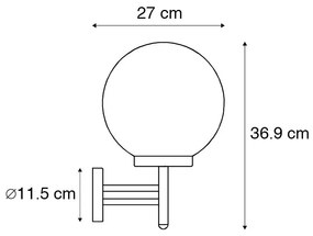 Zewnetrzna Kinkiet / Lampa scienna zewnętrzny czarny z plastikiem IP44 stal nierdzewna - Sfera Nowoczesny Oswietlenie zewnetrzne