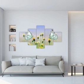 Obraz motyli na kwiatku (125x70 cm)