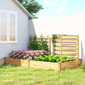 Outsunny Podwyższone grządki z kratką drewniana skrzynia na rośliny z 3 kratkami przegrodą i otwartym dnem 240 x 125 x 102 cm drewno naturalne | Aosom PL