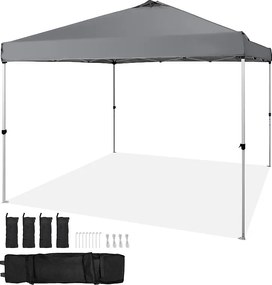 Rozkładana Altana Ogrodowa SucceBuy 304,8x304,8 Cm Plandeka Srebrna Powłoka PU 250D Przenośna Torba na Kółkach 4 Torby