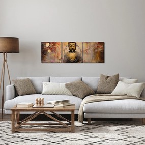 Obraz - Budda, malarstwo (z zegarem) (90x30 cm)