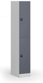 Szafka skrytkowa, 2 schowki, 1850 x 300 x 500 mm, demontaż, zamek RFID, drzwi ciemnoszare