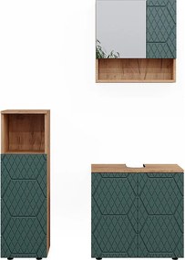 Zestaw mebli łazienkowych zielony/złoty dąb 80x41x58.6 irma