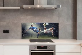 Szklany Panel Piłka Nożna w Strugach Deszczu